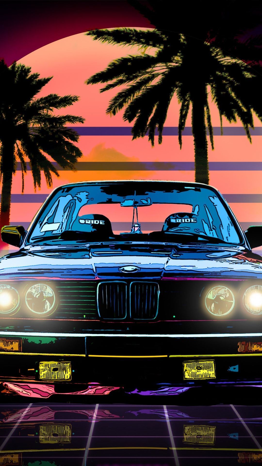 1080x1920 BMW Artistic Retrowave Phone Wallpaper