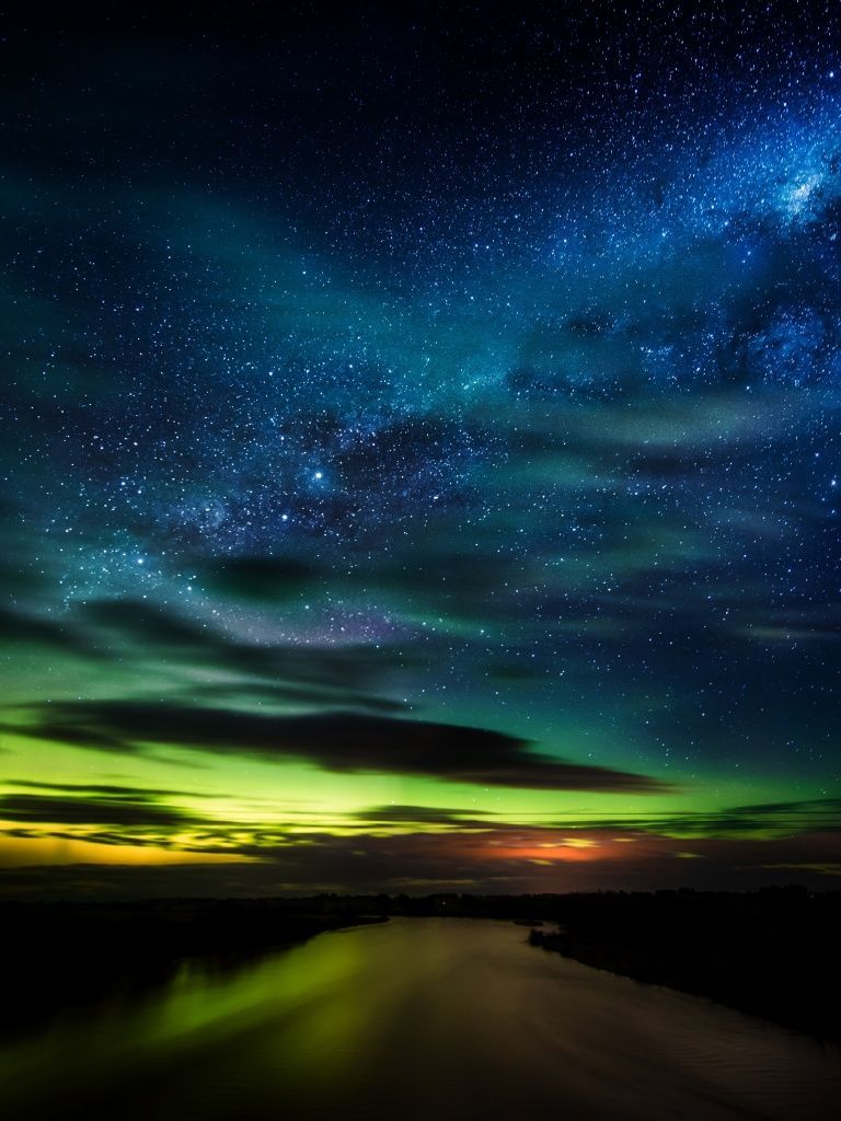 768x1024 Aurora Borealis Wallpaper 4K, Stars