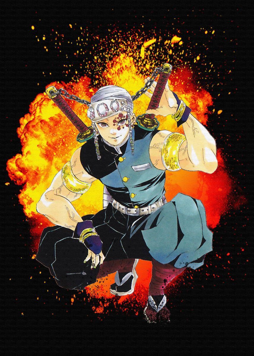 857x1200 Tengen Uzui With Explosion Wallpaper