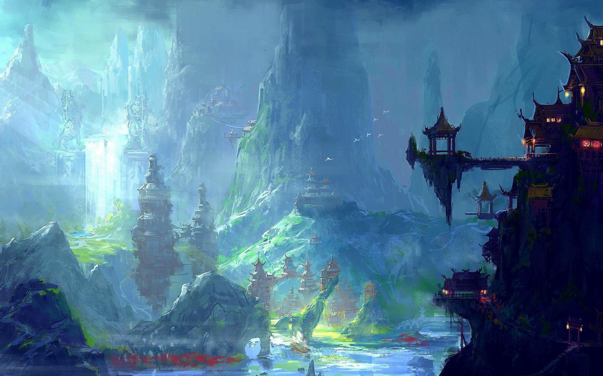 1920x1200 #oriental, #Asian architecture, #fantasy art