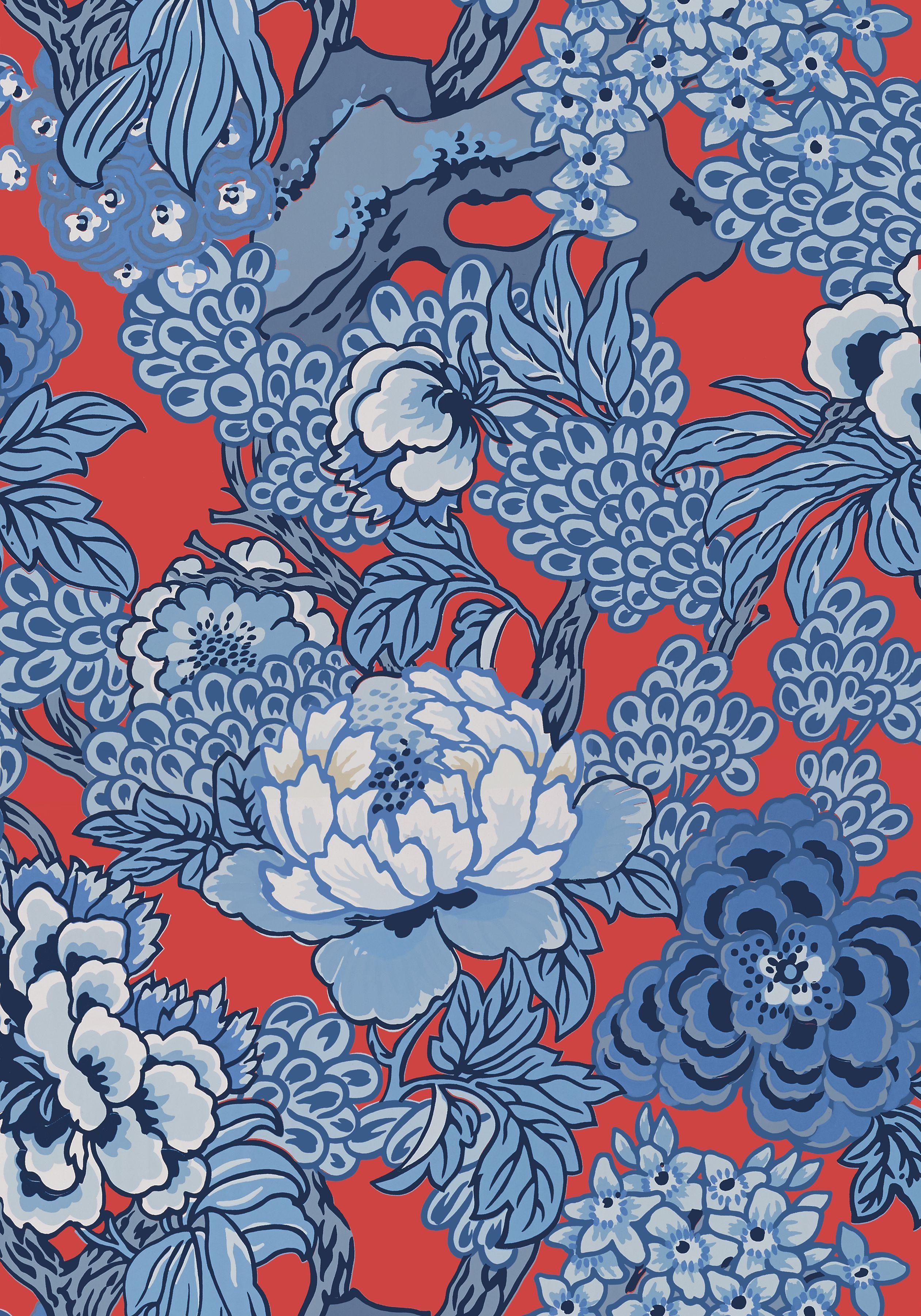 2520x3600 HONSHU, Red and Blue, T Collection Dynasty from Thibaut