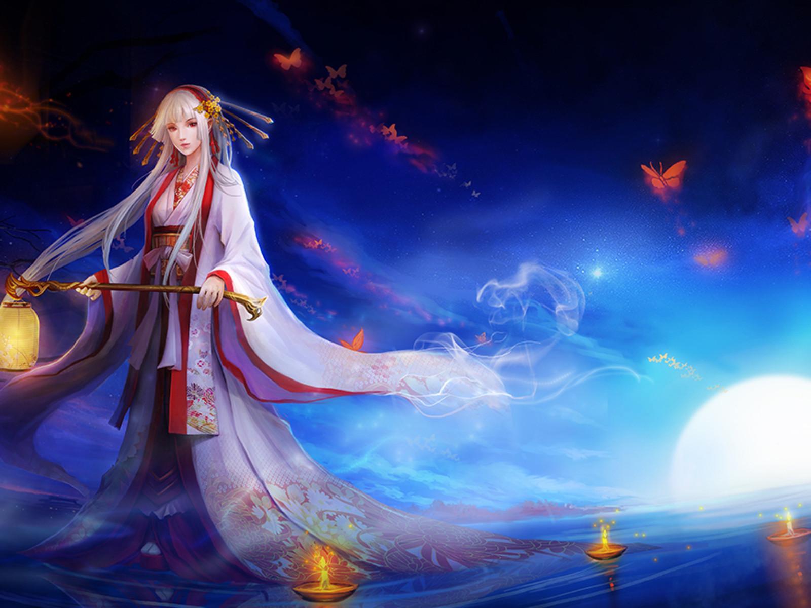 1600x1200 Anime girl in Kimono wallpaper HD for desktop background