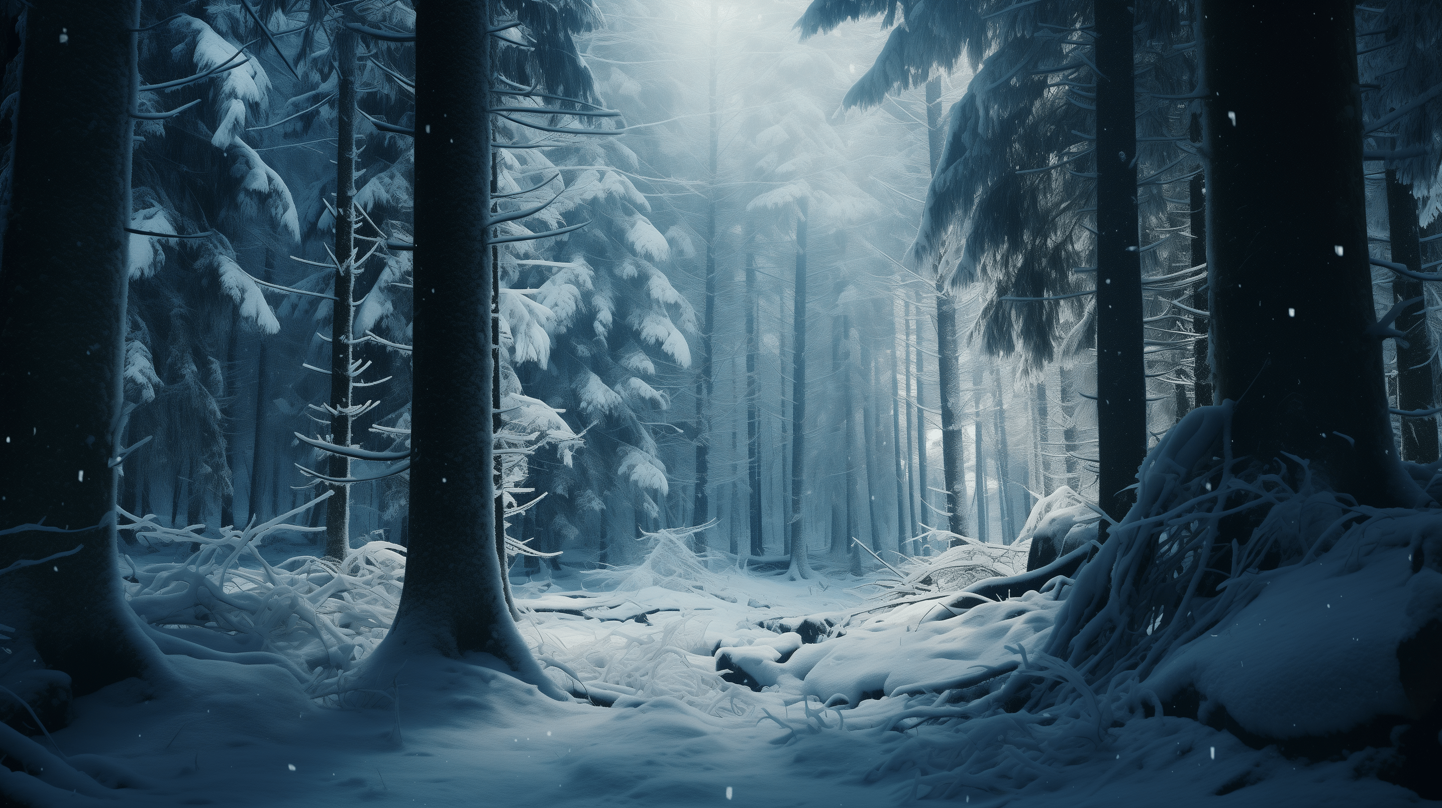 2912x1632 Snowy Forest HD Wallpaper