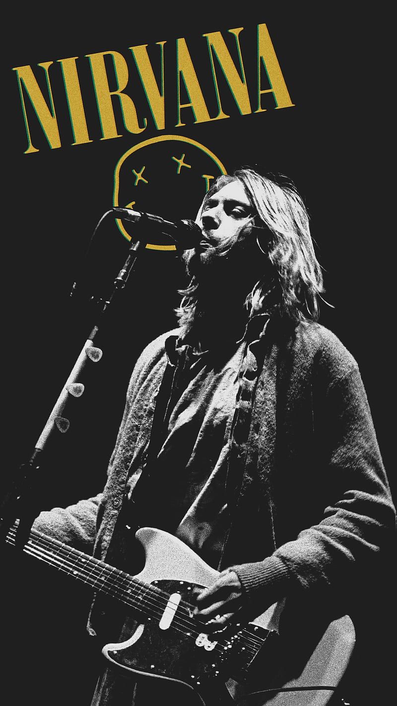 800x1422 Kurt Kobain Nirvana, black e white