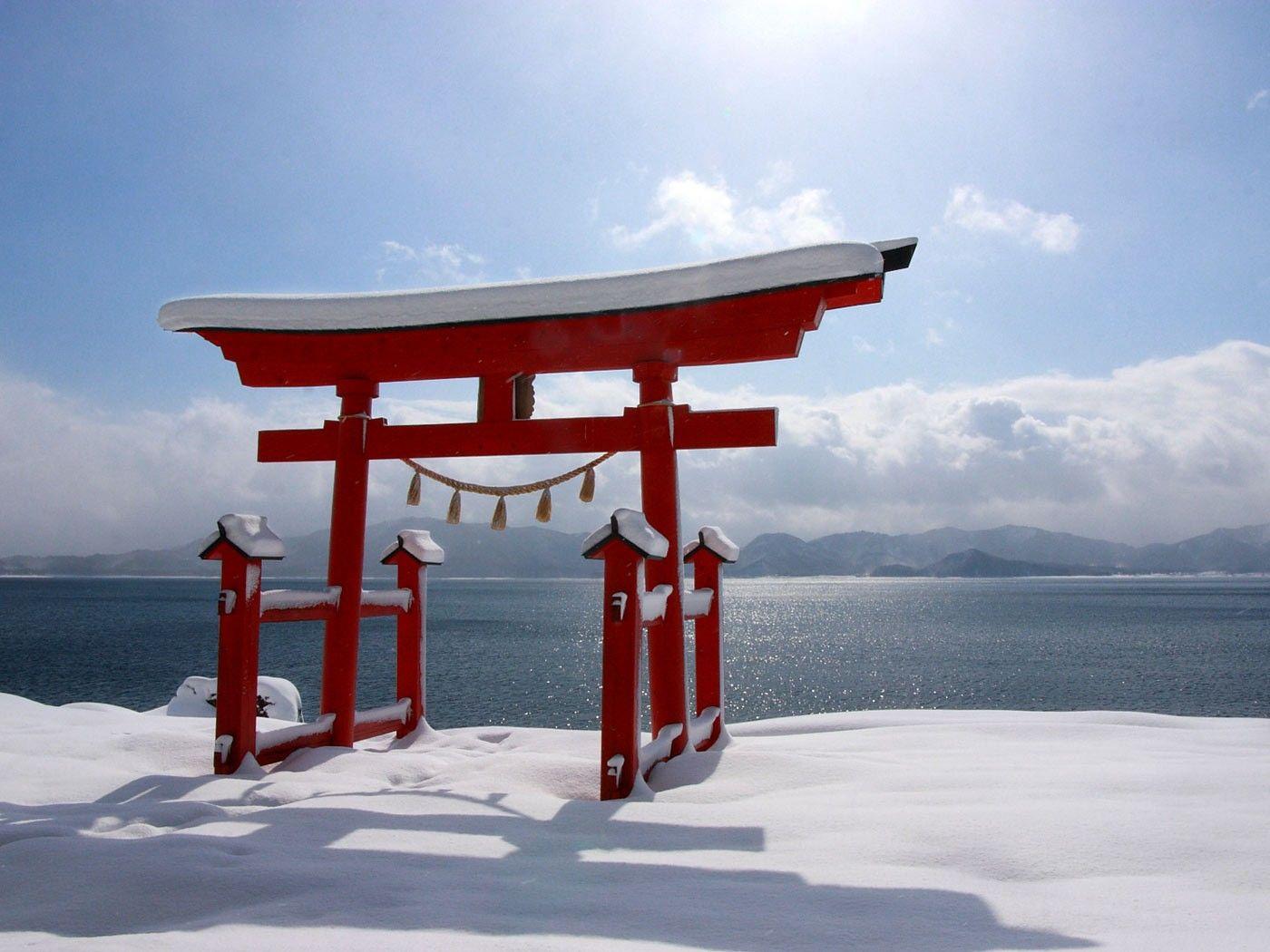 1400x1050 Winter: Symbole Winter Lake Japanese Sky Structure Scene Japan Asian