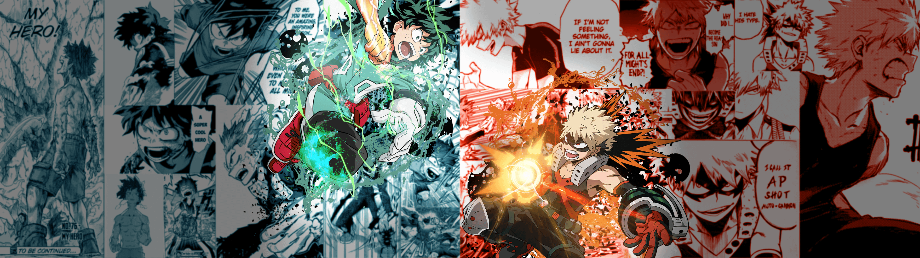 3840x1080 Created a Deku vs Bakugo Wallpaper that