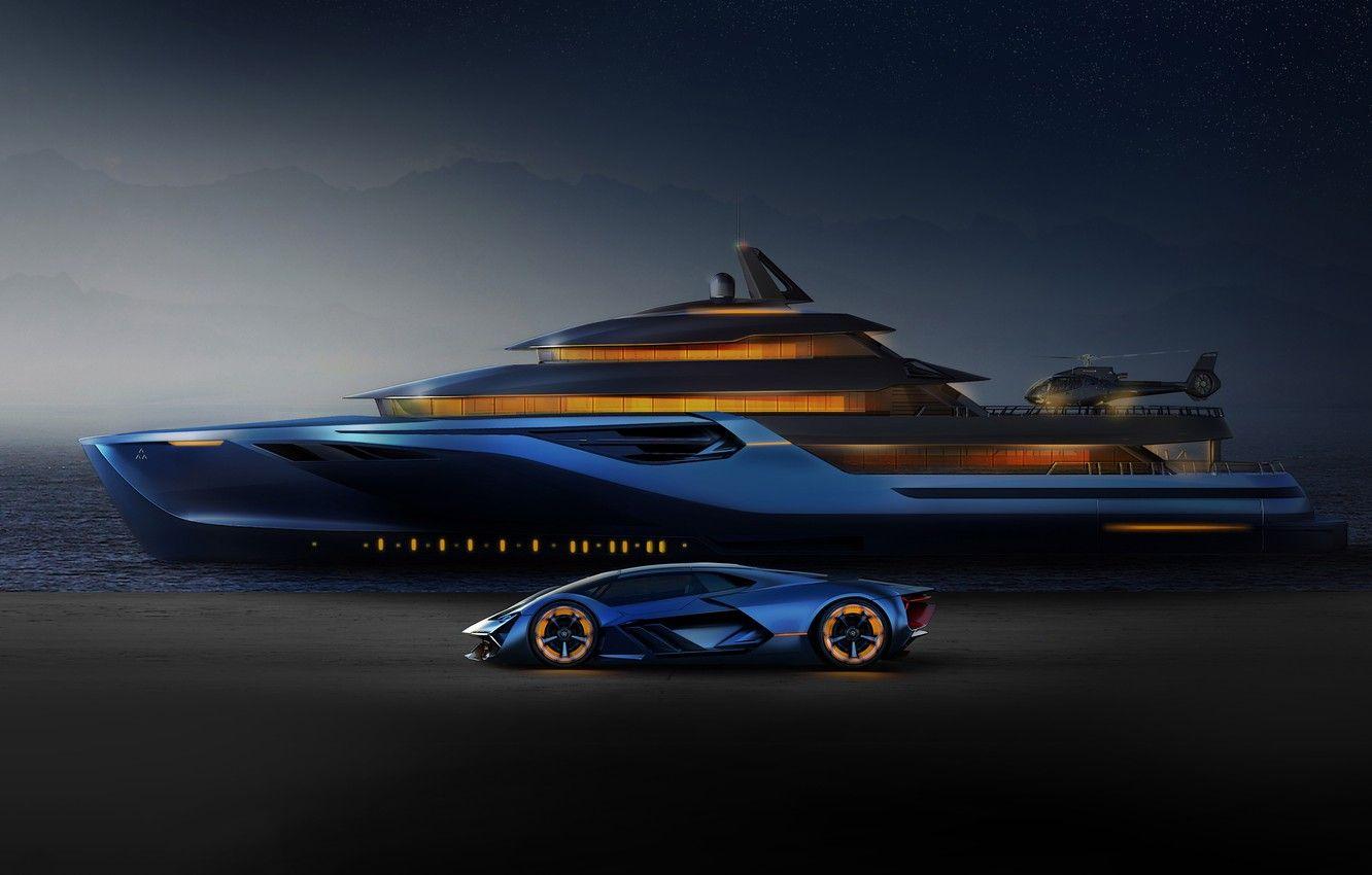1332x850 Wallpaper rendering, Lamborghini, yacht, The Third