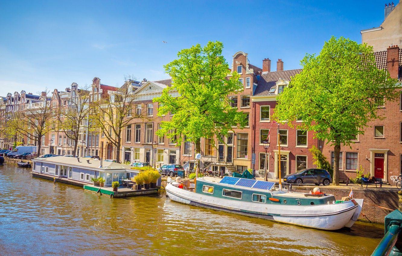 1332x850 Wallpaper river, spring, boats, Amsterdam, Amsterdam, old