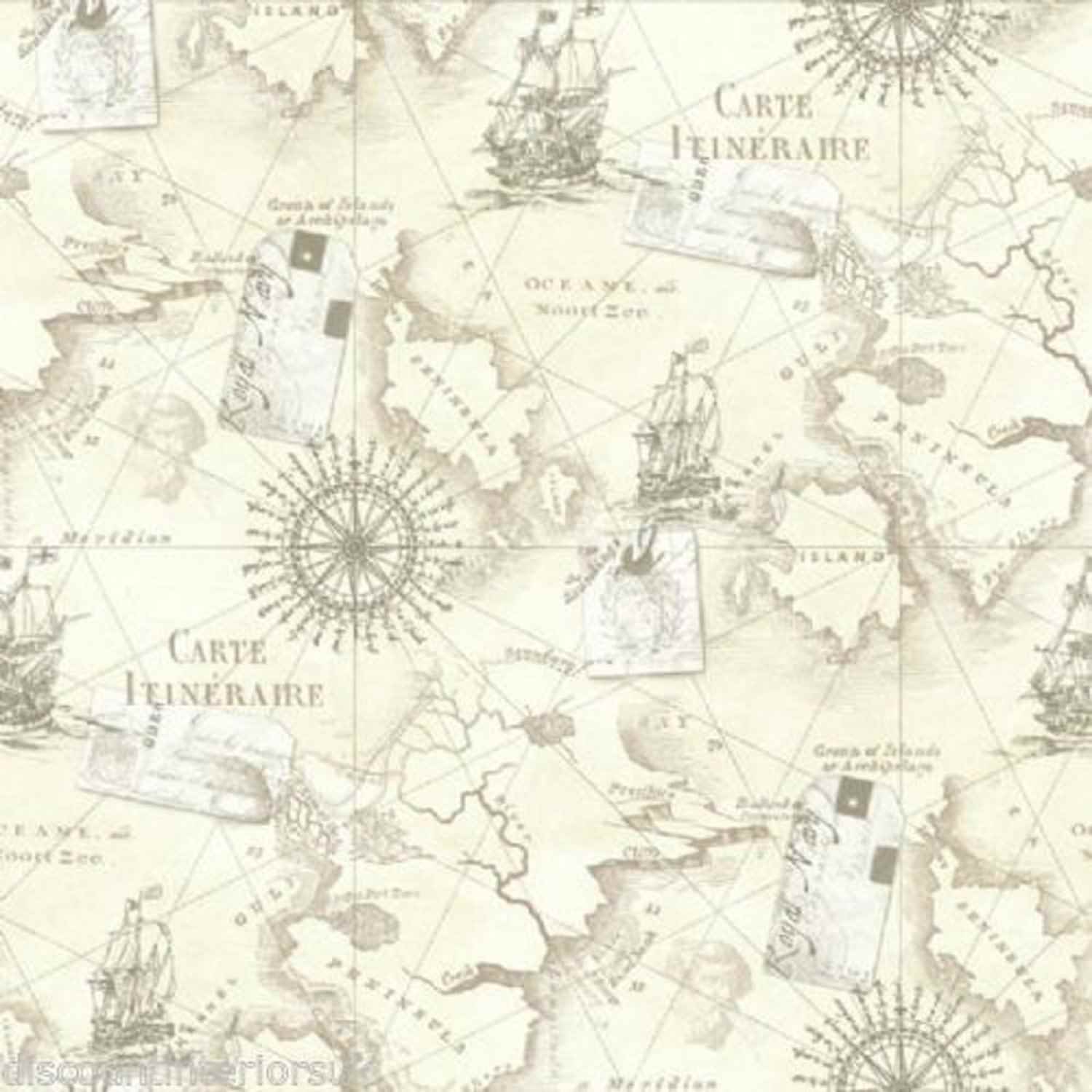 1500x1500 Bản đồ hải lý hình nền sang trọng tồi tàn - The Shabby Chic Guru