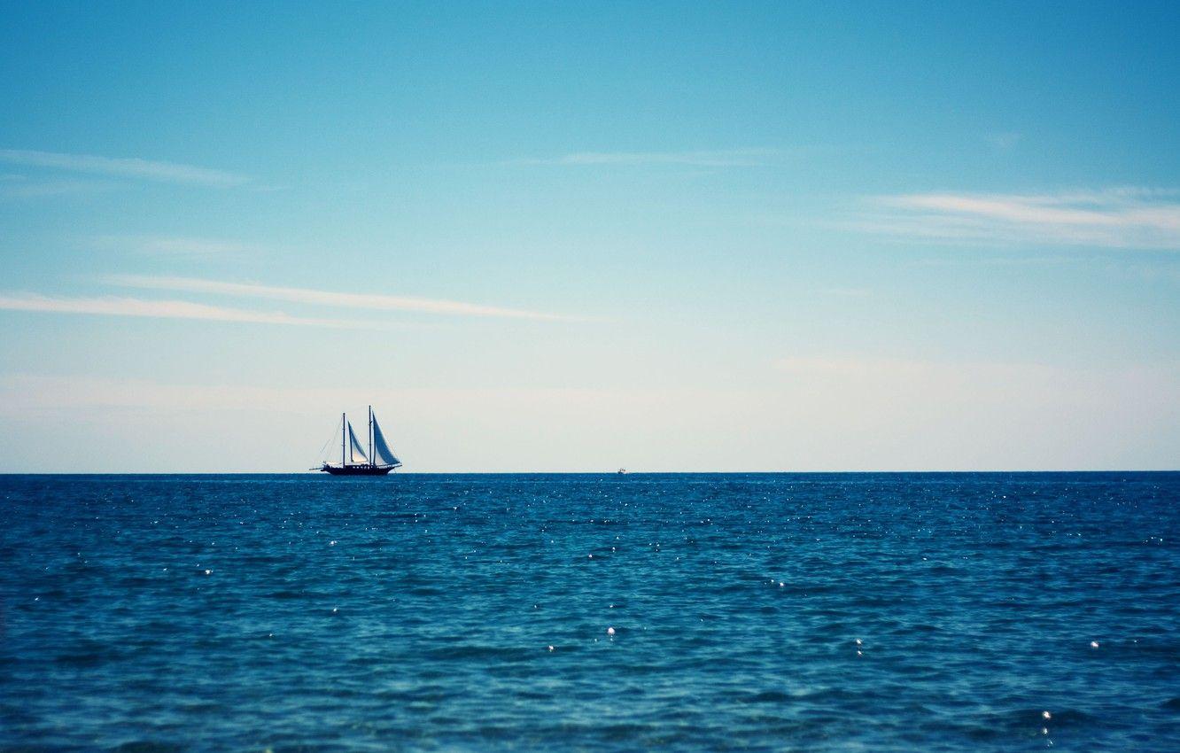 1332x850 Wallpaper the sky, the ocean, sailboat, boat on the blue