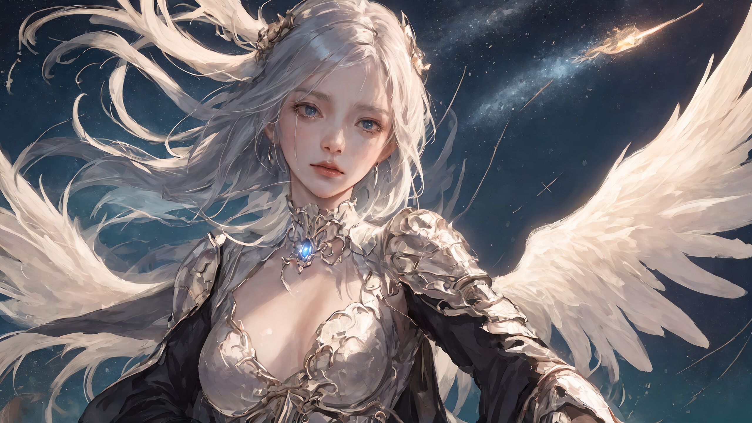 2560x1440 Angel Fantasy Anime Girl Art 4K