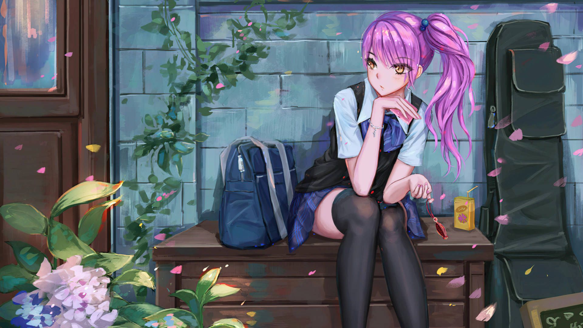 1920x1080 8k Anime Fantasy Schoolgirl Wallpaper