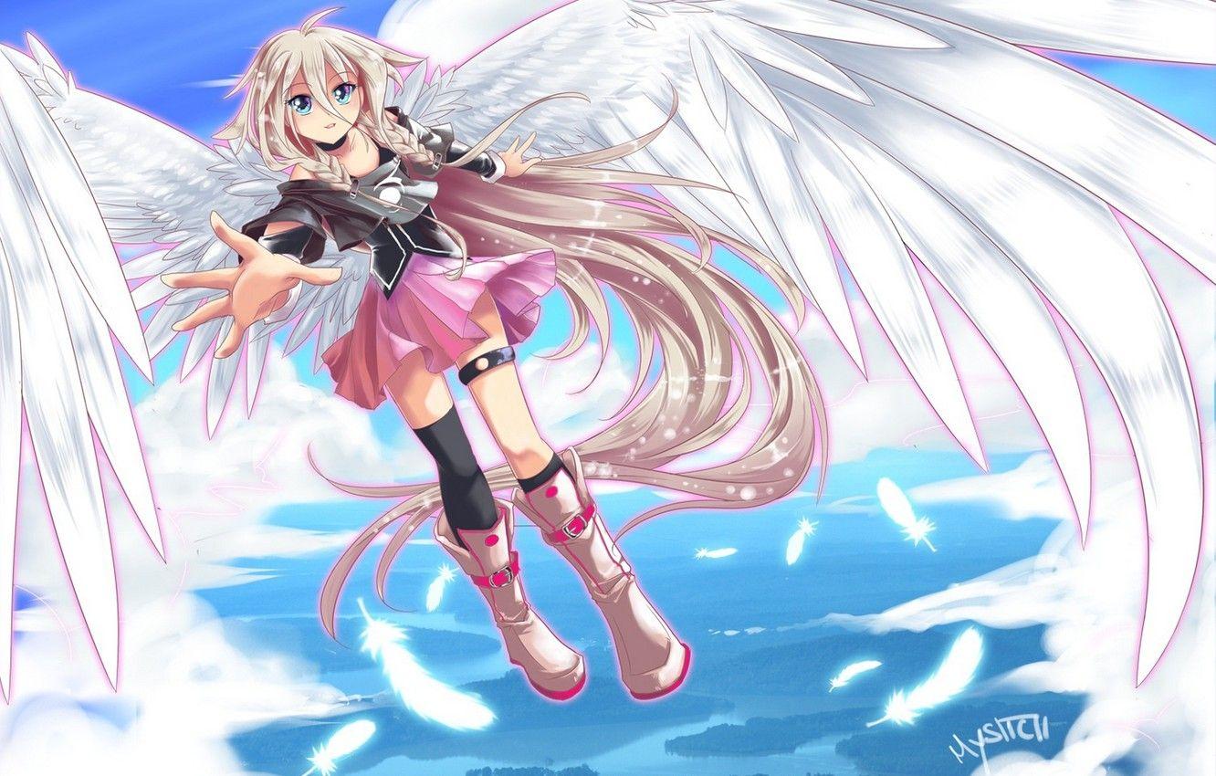 1332x850 Wallpaper the sky, girl, clouds, flight, nature, wings