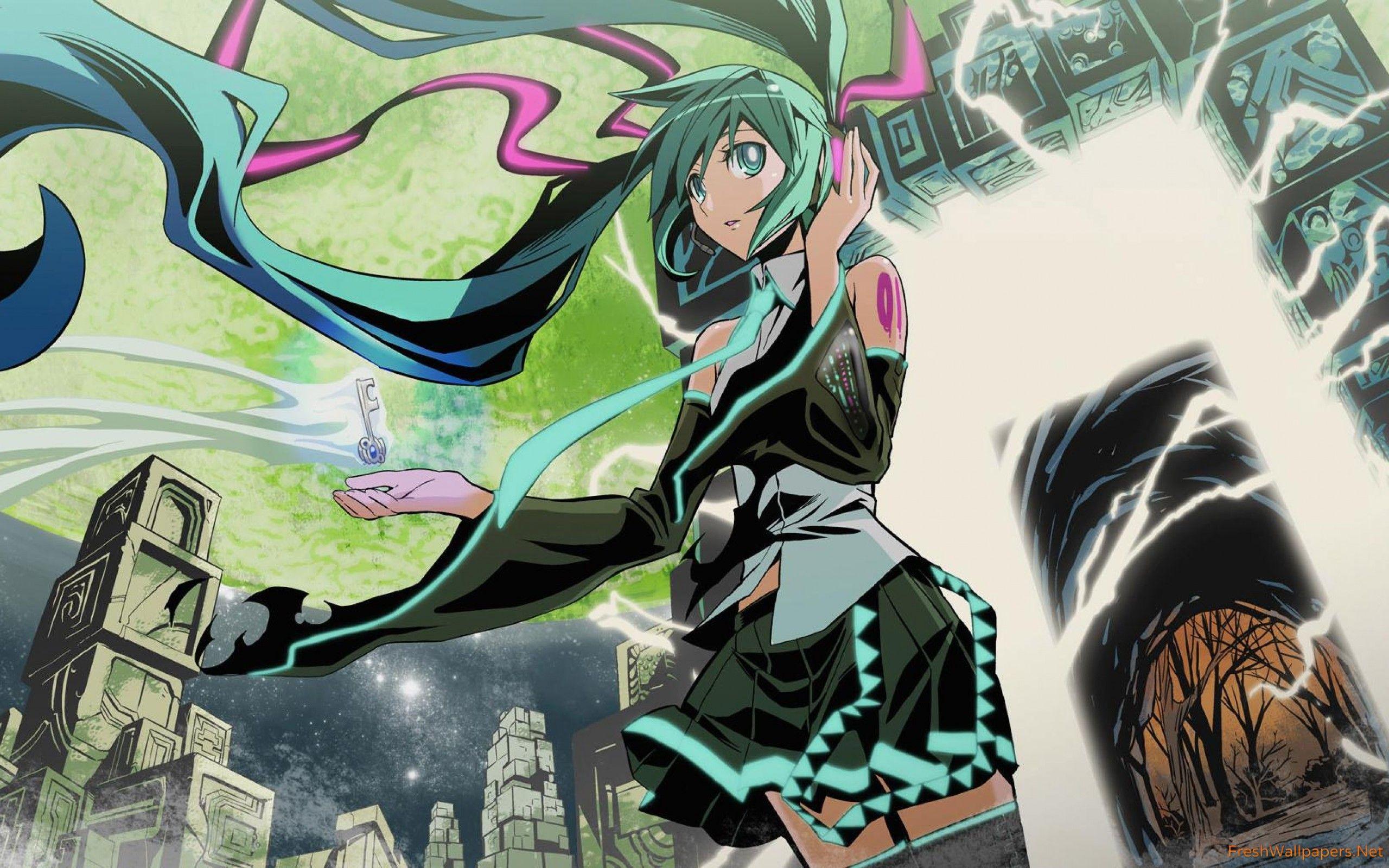 2560x1600 Hatsune Miku in a spooky city wallpaper