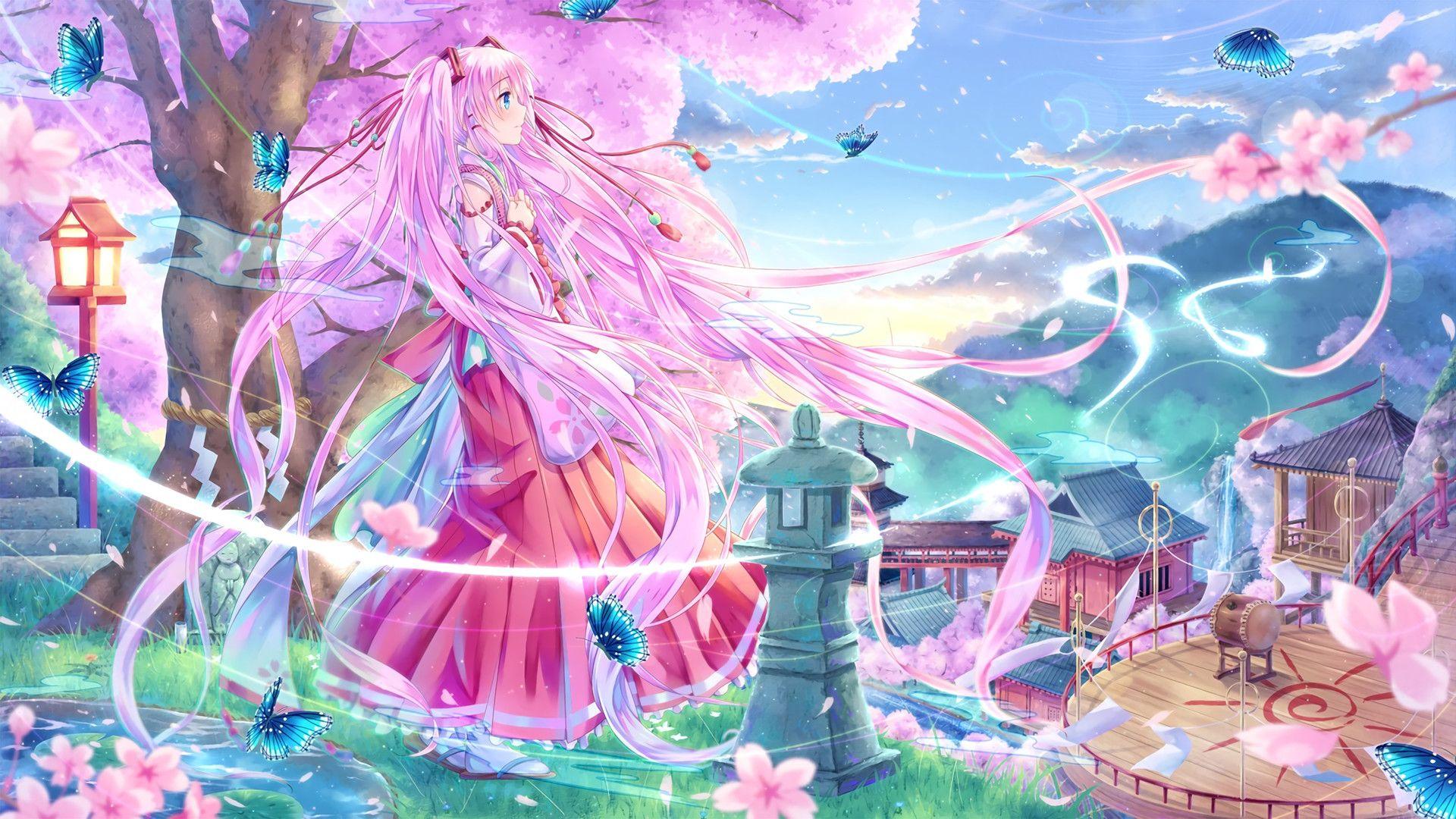 1920x1080 Sakura Miku Wallpaper