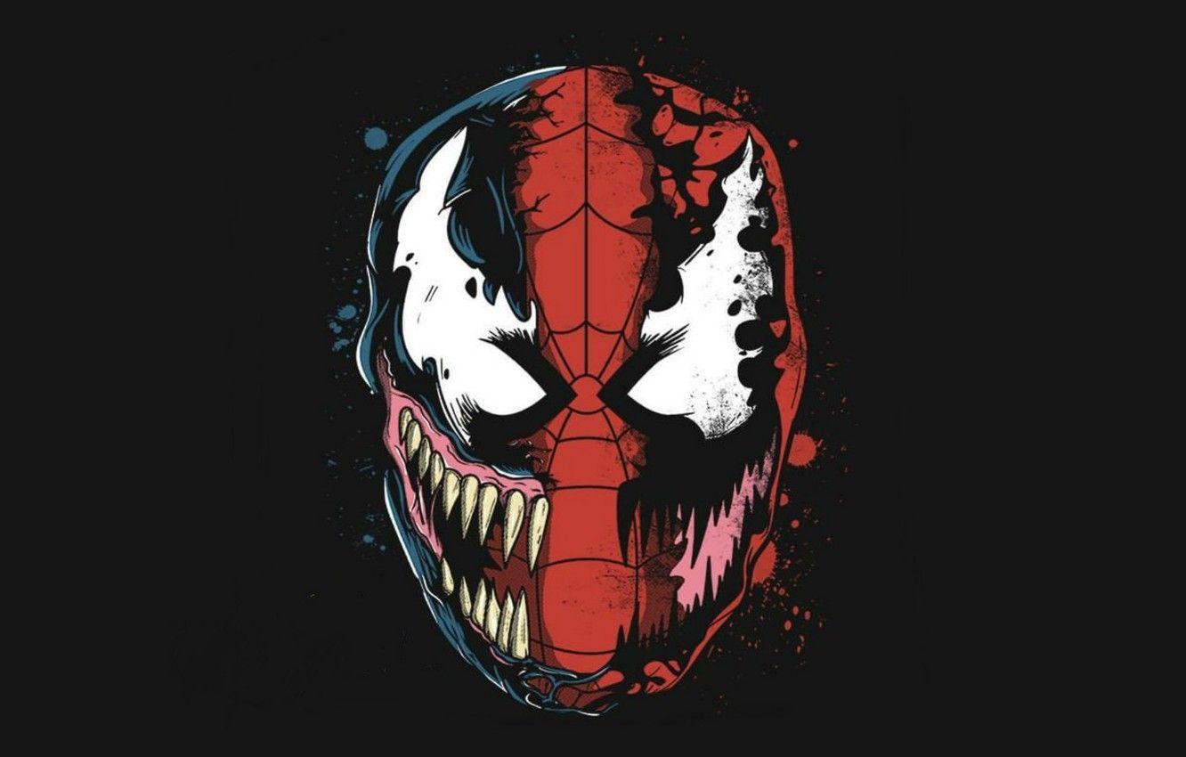 1332x850 Wallpaper Art, Black Background, Spider Man, Venom, Carnage Image For Desktop, Section минимализм