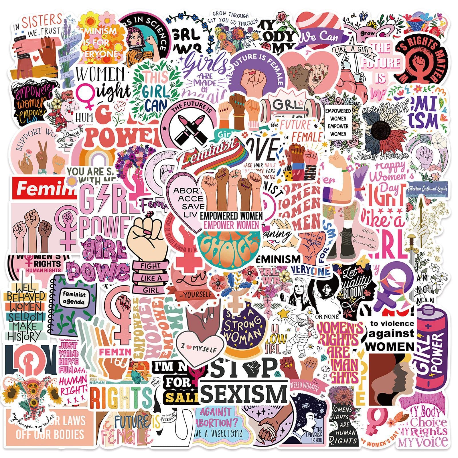1600x1600 100Pcs Inspirational Feminist Stickers