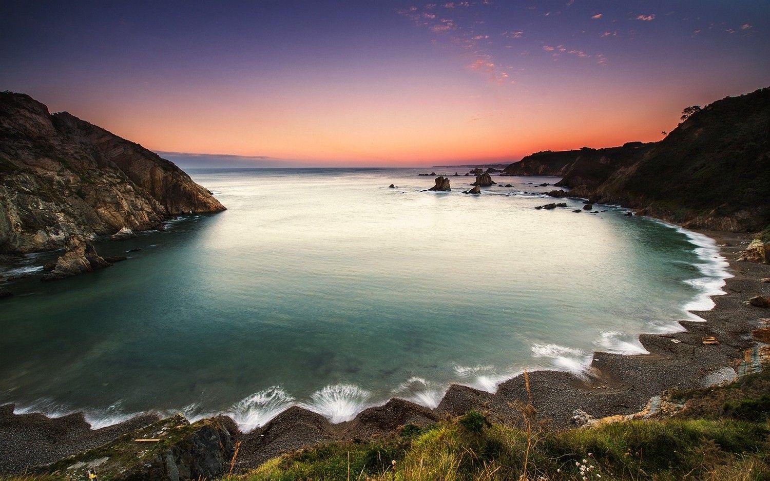 1500x938 nature, Landscape, Calm, Beach, Sea, Mountain, Sunrise Wallpaper HD / Desktop and Mobile Background