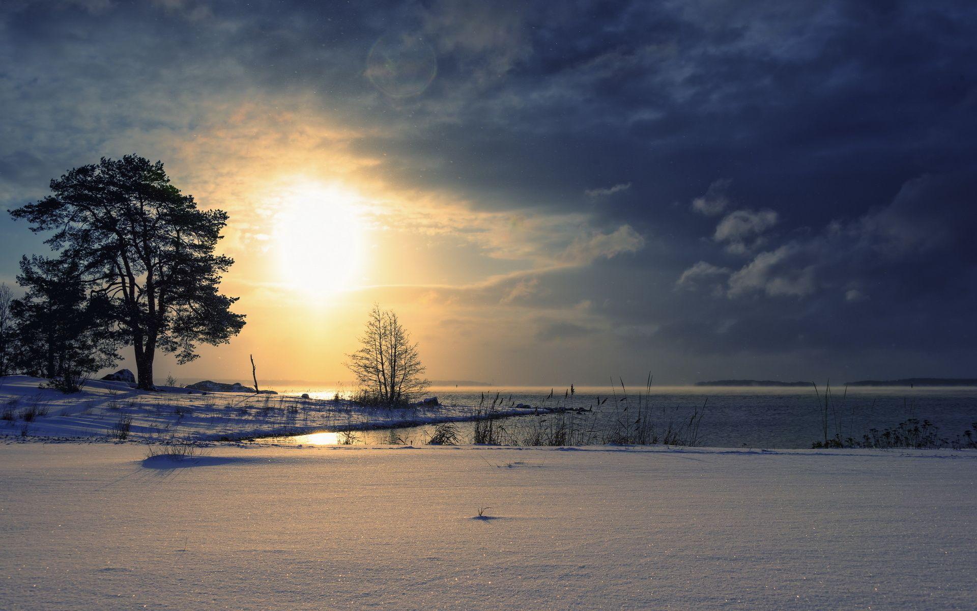 1920x1200 lakes, Nature, Landscapes, Snow, Trees, Reflection, Sky