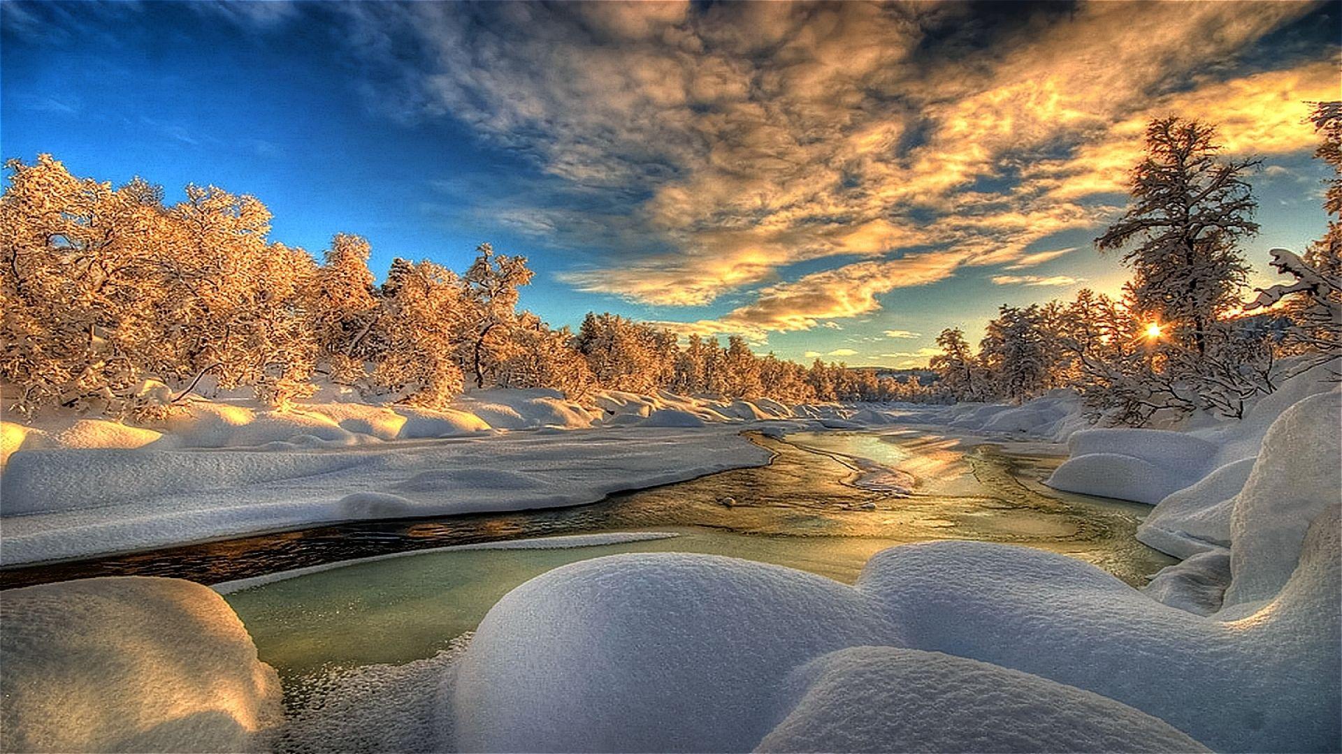 1920x1080 Free download Winter Sunrise Wallpaper .