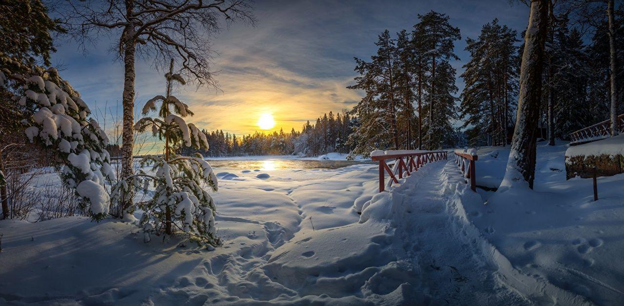 1280x628 Desktop Wallpaper Trail Winter Nature Bridges Snow Sunrises and
