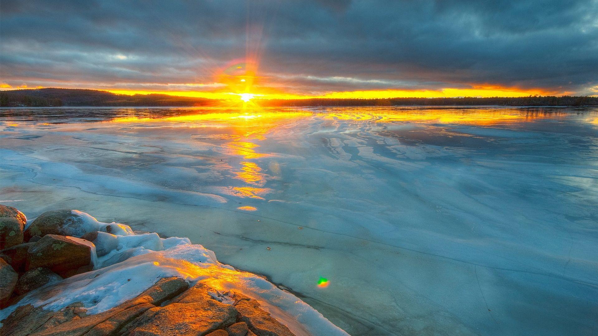 1920x1080 Download 1920x1080 HD Wallpaper winter sunrise reflection