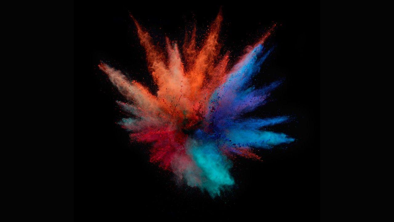 1280x720 Wallpaper Orange, Blue, Colors, Dark background, MacBook Pro