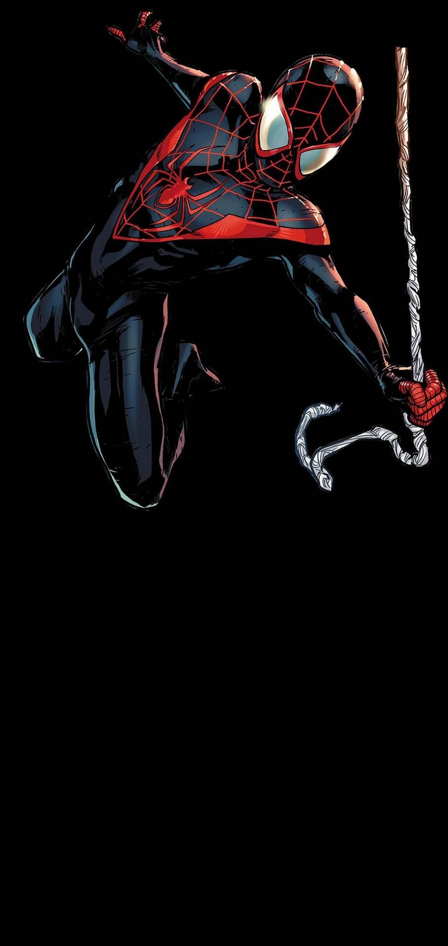 910x1920 Black Spiderman Punch Hole 4K Wallpaper