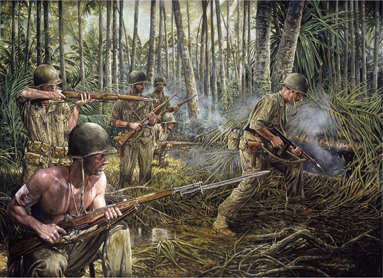 1280x931 Picture Papua New Guinea 1942 Painting Art Army
