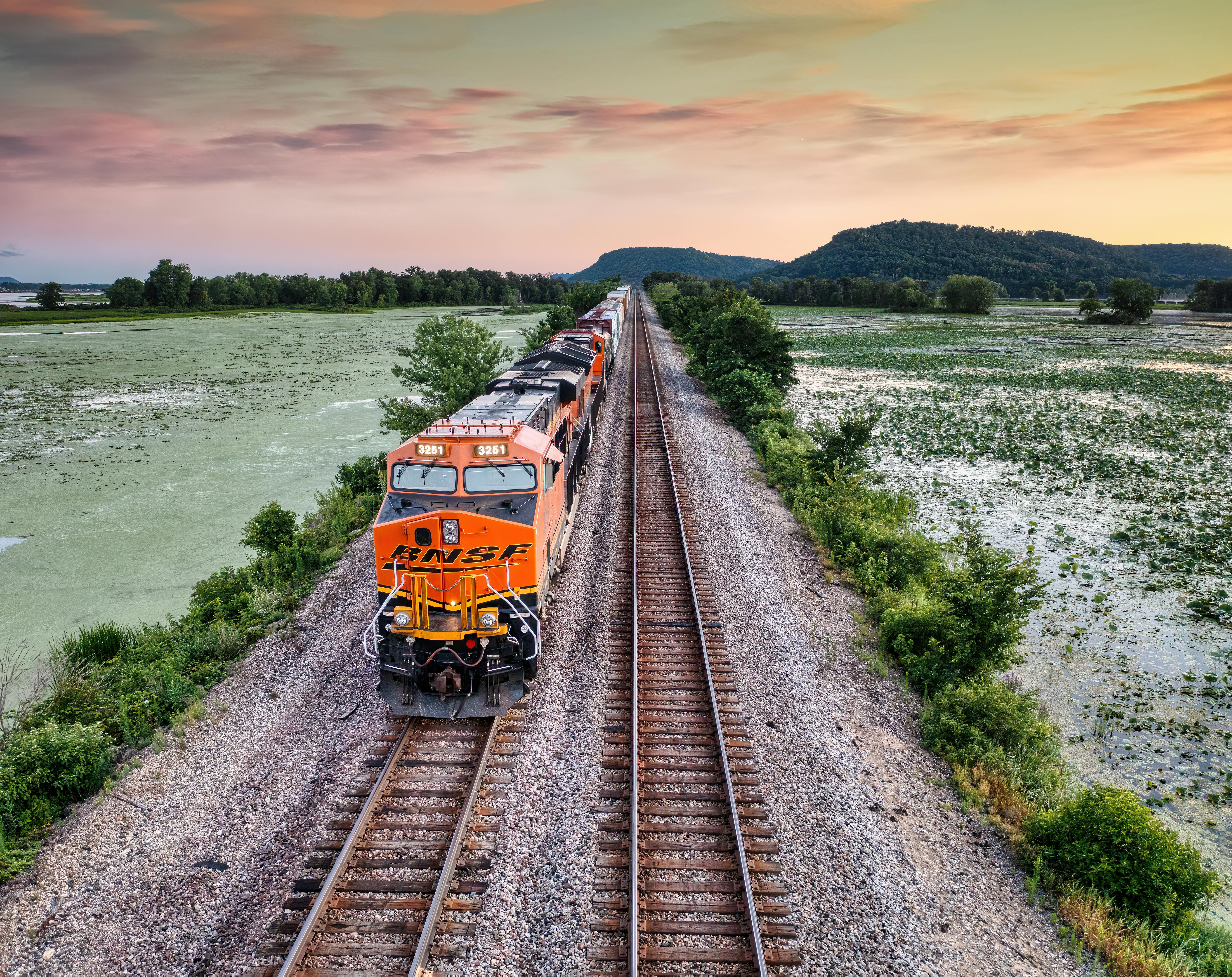 5450x4323 Freight Train in the Evening · Free