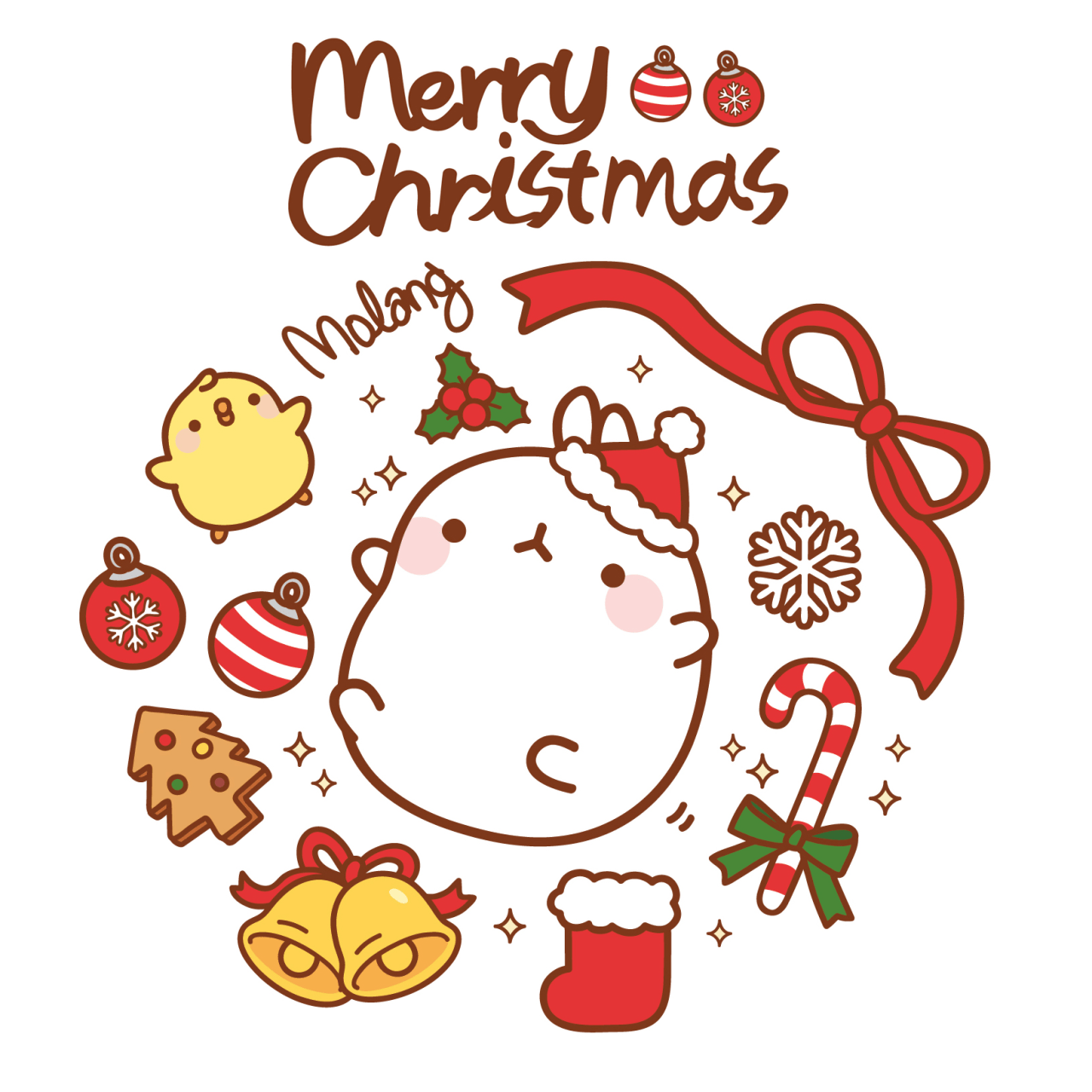1280x1280 Cute Christmas Molang Wallpaper