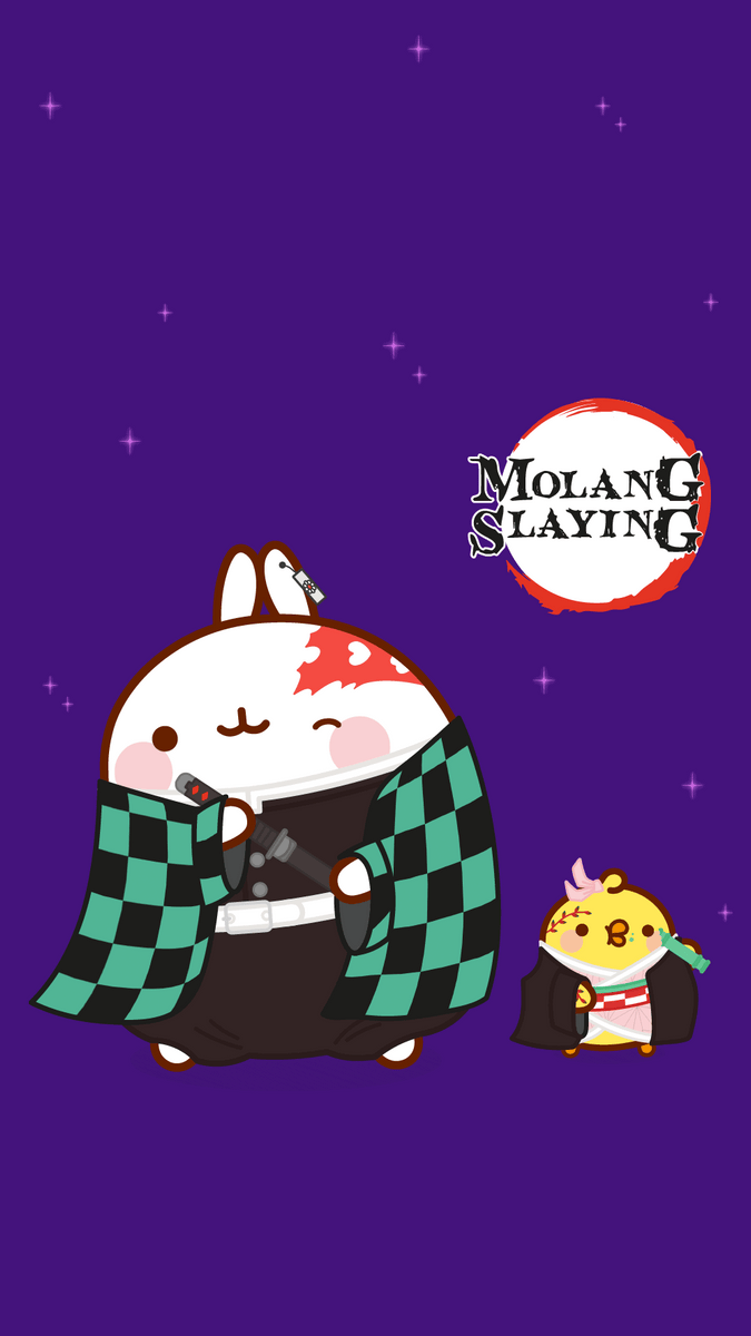 675x1200 Molang Parody Wallpaper: Demon Slayer