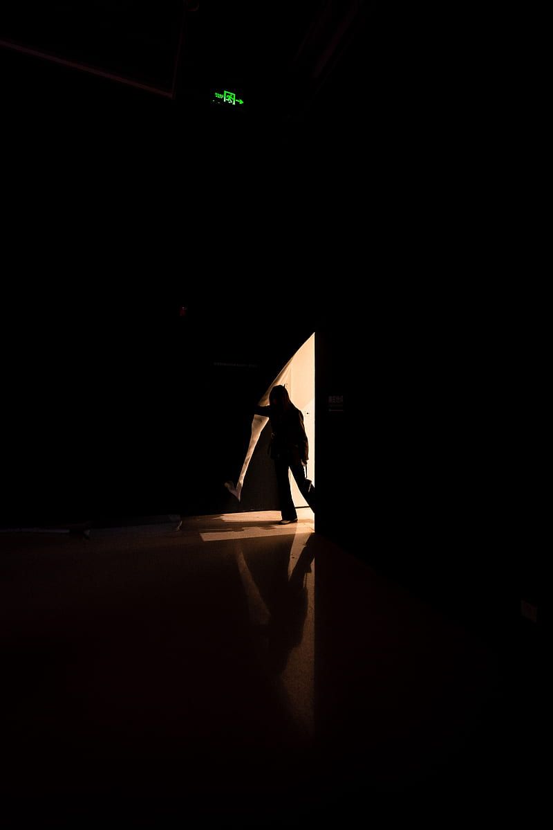 800x1199 Man, silhouette, exit, light, darkness