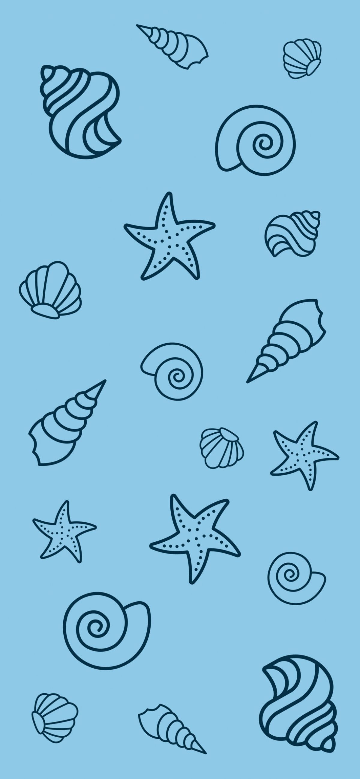1200x2596 Blue Shells Beach Pattern