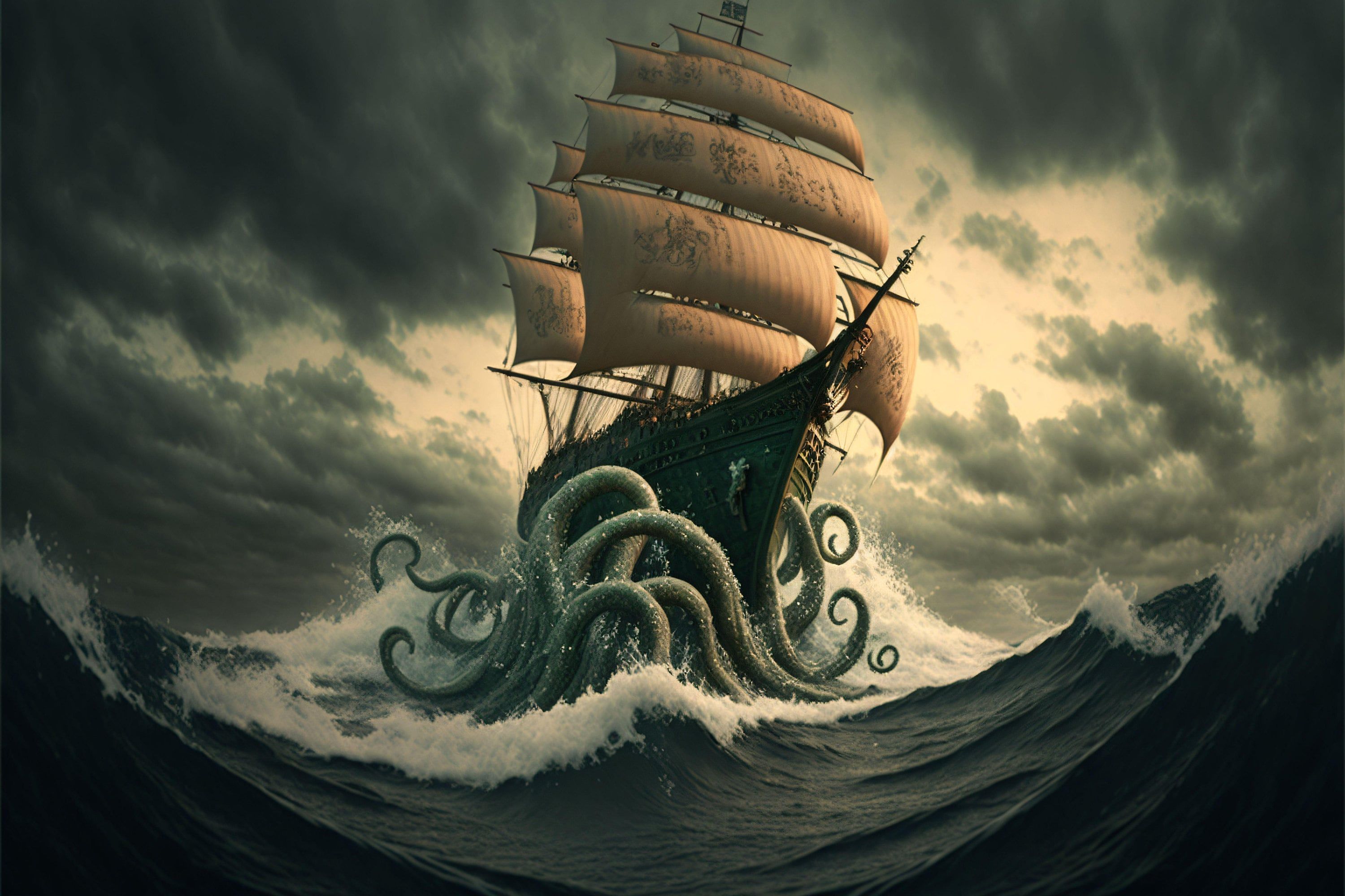 3000x2000 Old Ship Being Attacked