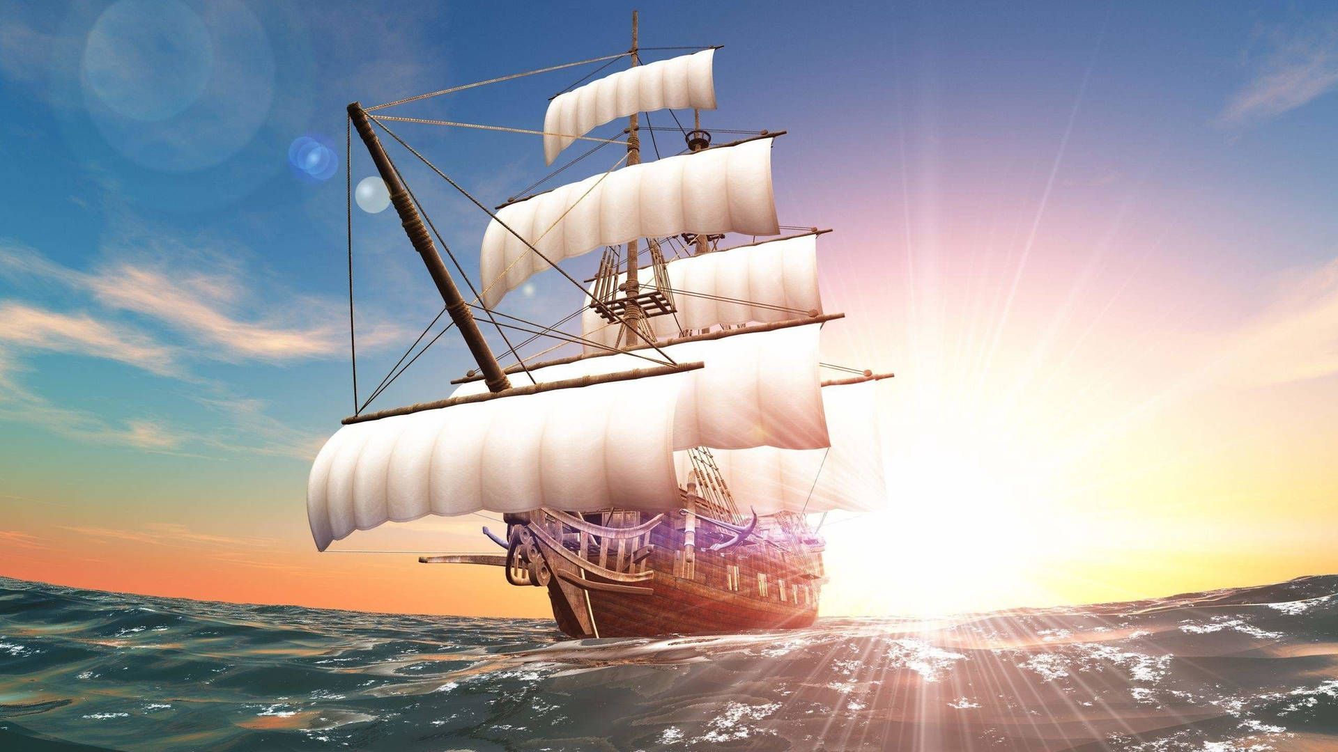 1920x1080 Sailing Ship Digital Art Wallpaper