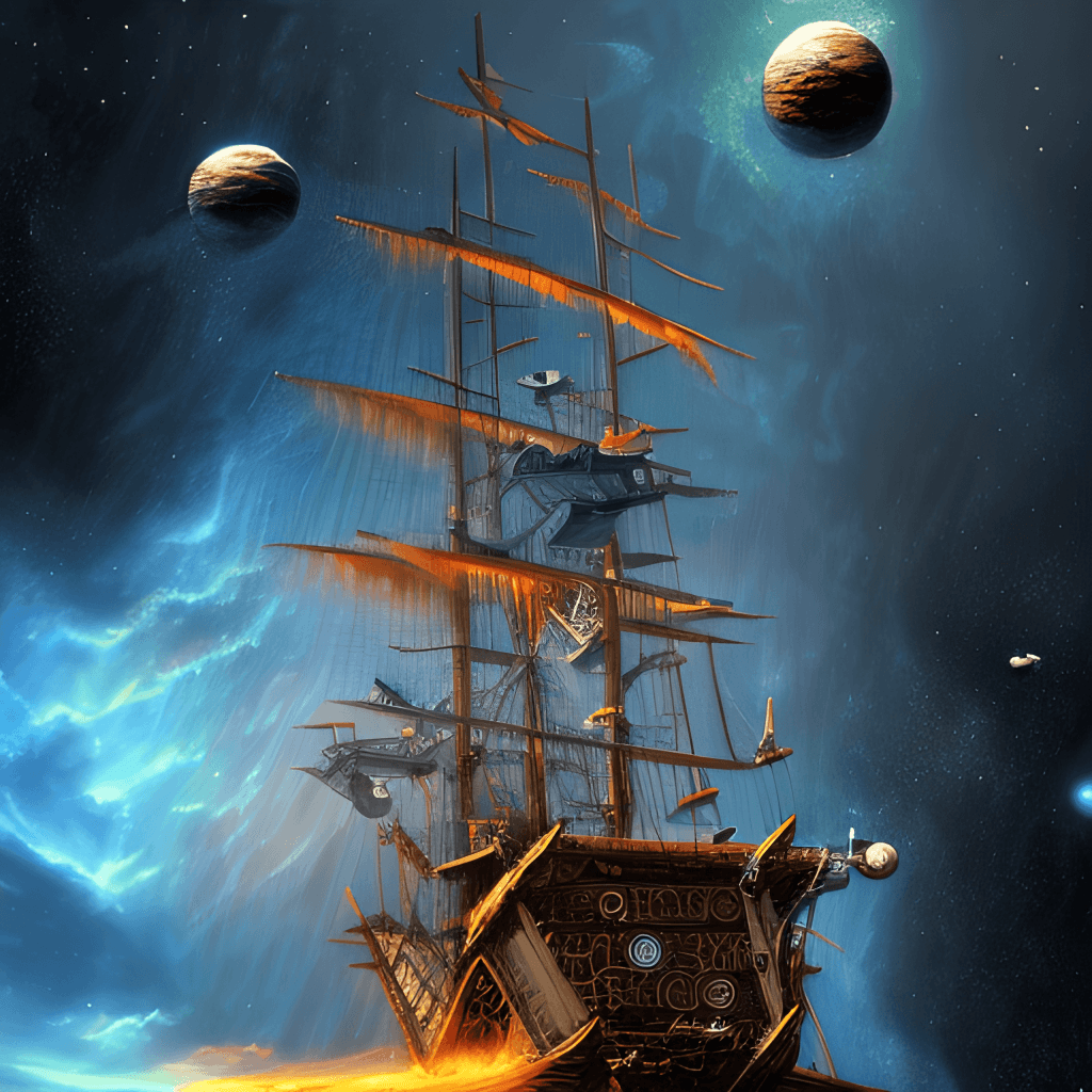 1024x1024 A Pirate Ship in Outer Space · Creative