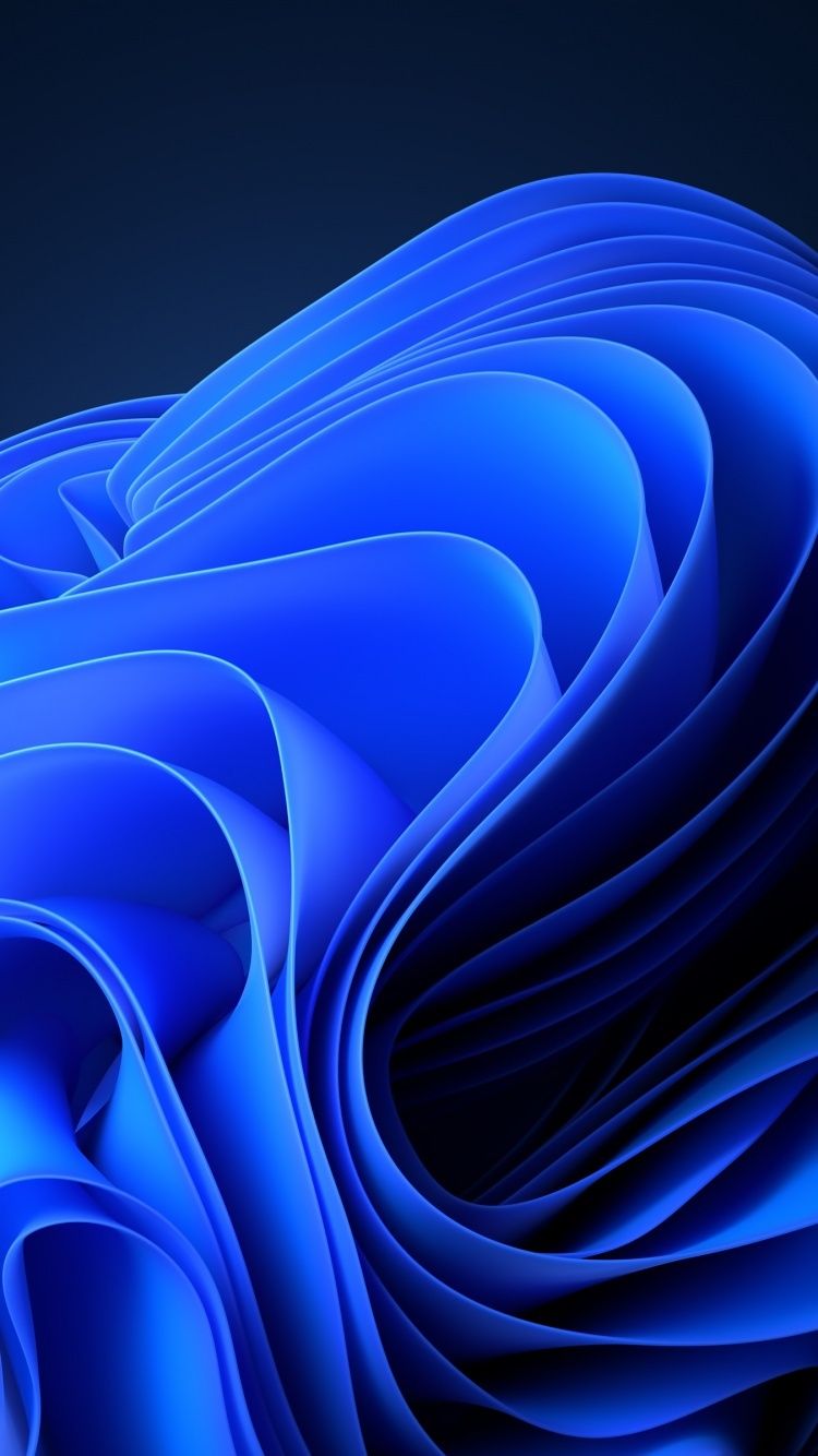 750x1334 Windows 11 Dark Mode Blue Wallpaper