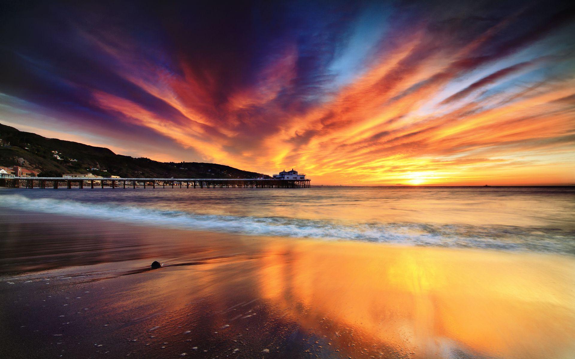 Sunset on Malibu Beach California beach Malibu USA Sunset HD wallpaper   Peakpx