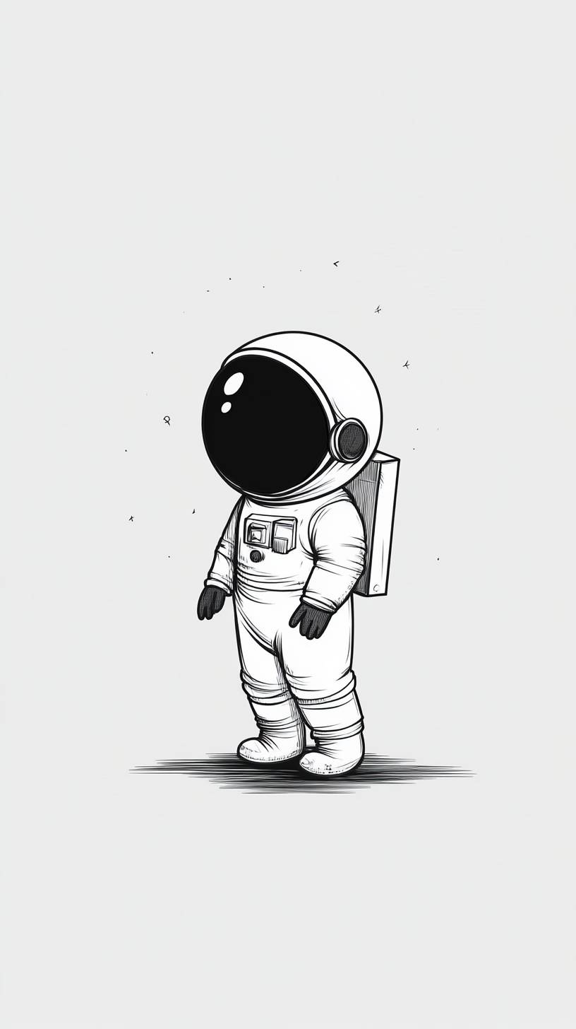 816x1456 Simple astronaut caricature drawing