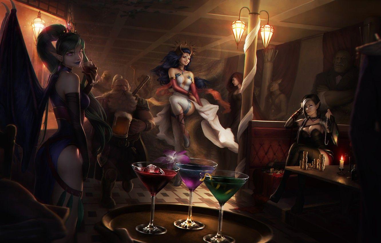 1332x850 Wallpaper girl, elf, wings, dress, cocktail, MAG, vampire