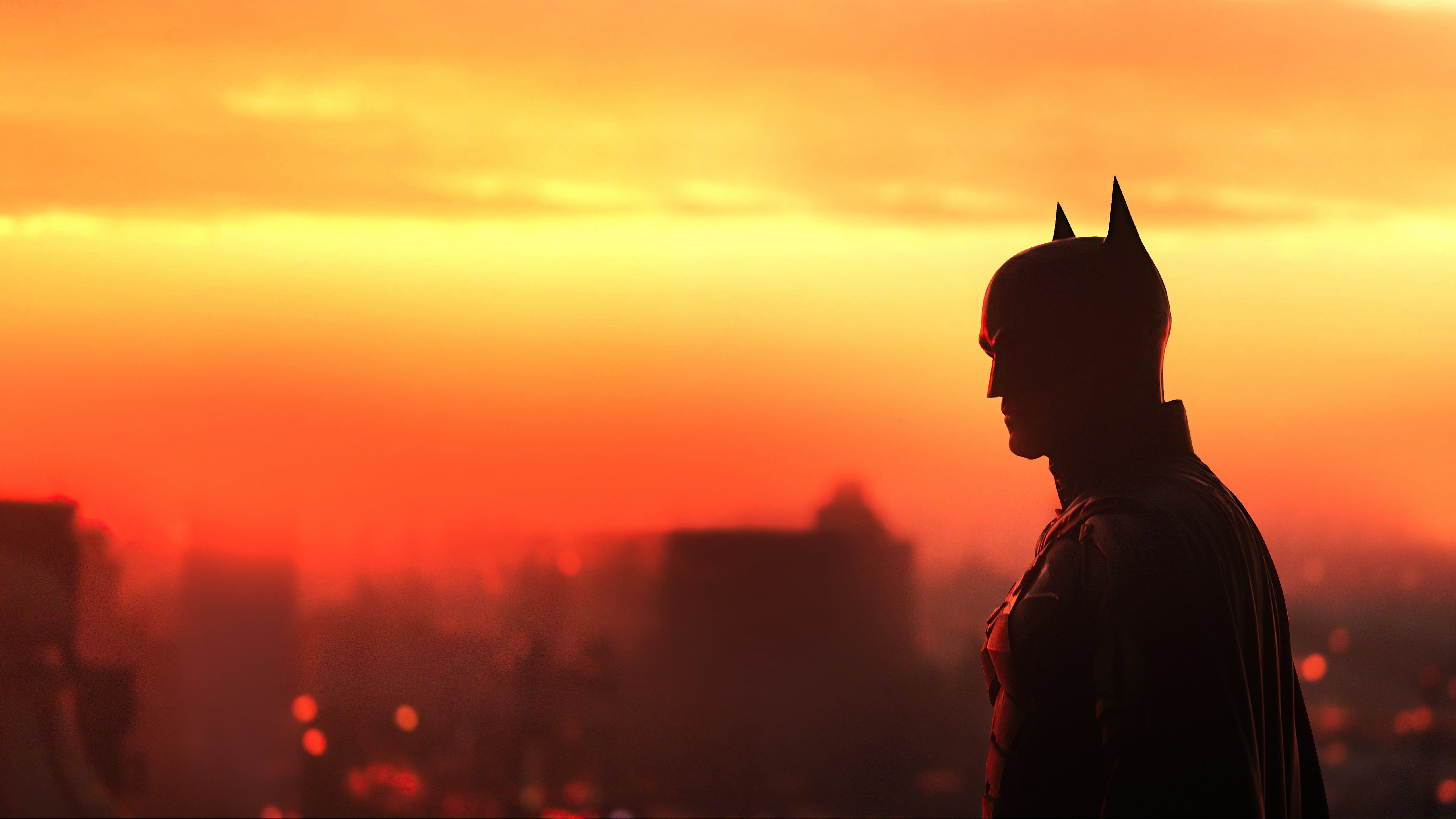5120x2880 The Batman over Gotham city Wallpaper 5k for Desktop