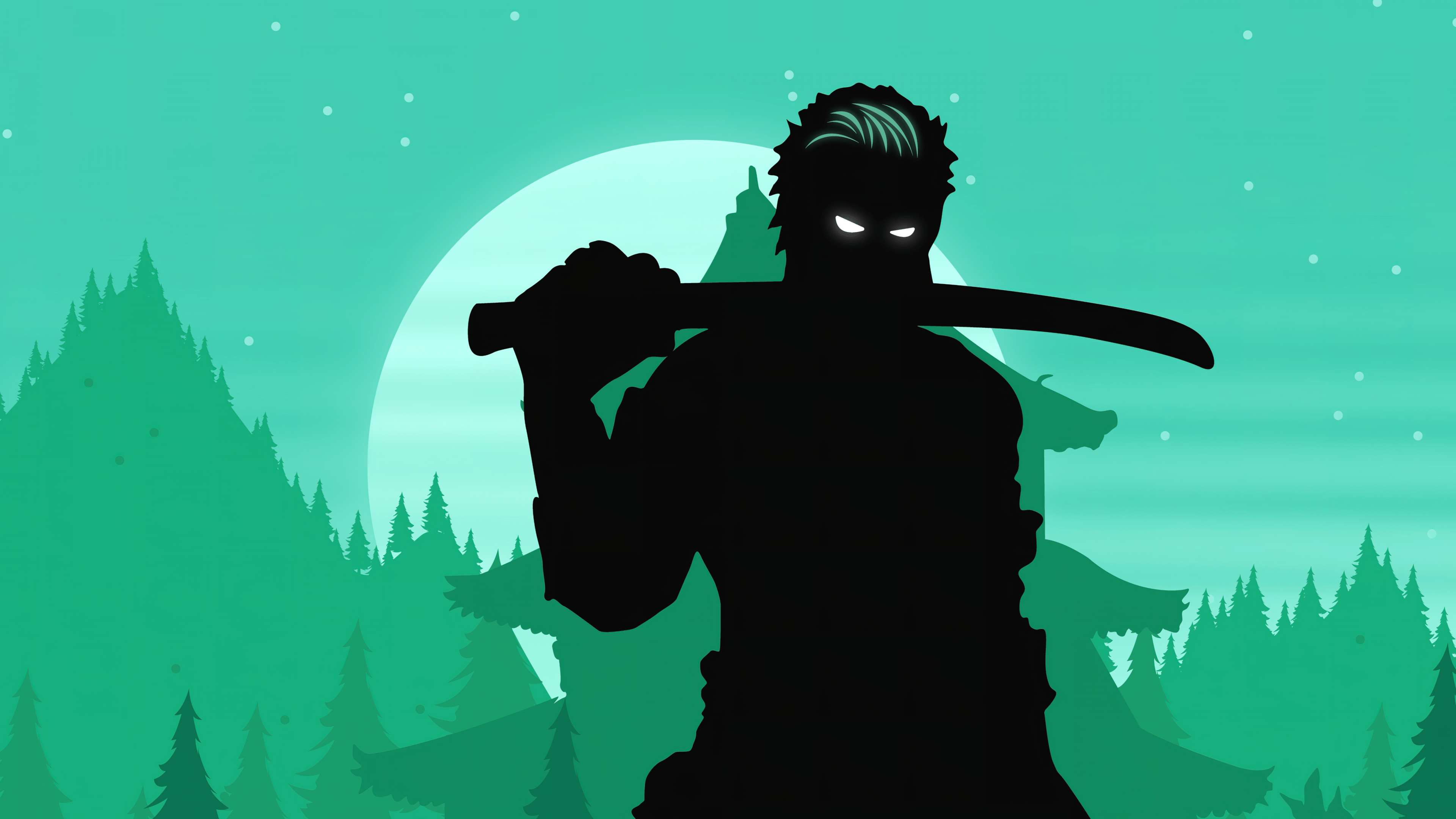 3840x2160 Roronoa Zoro Wallpaper 4K, Silhouette, Illustration