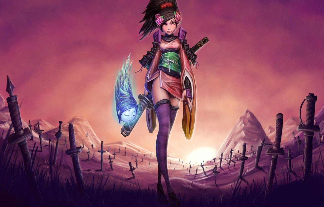 1332x850 Wallpaper girl, sword, game, weapon, katana, ken, soul