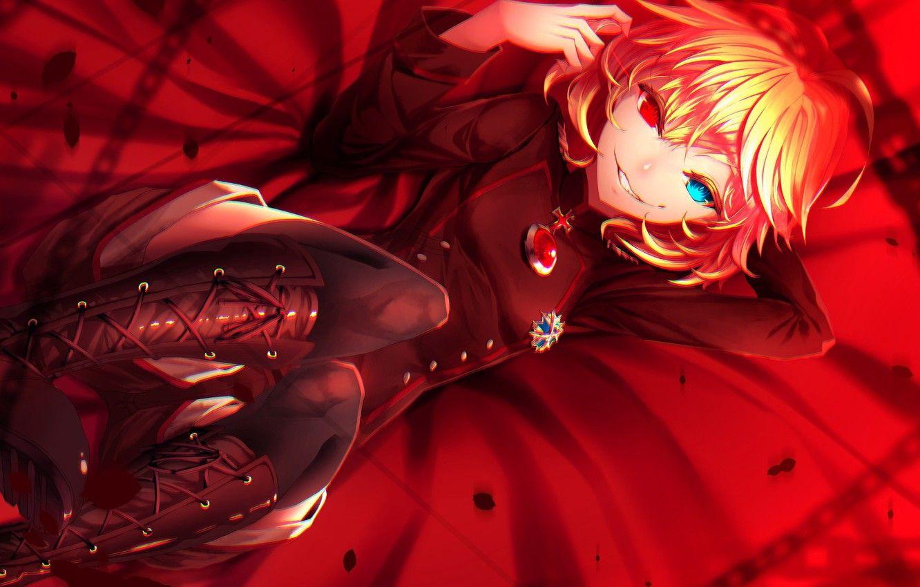 1332x850 Wallpaper red, girl, soldier, military, war, smile, anime