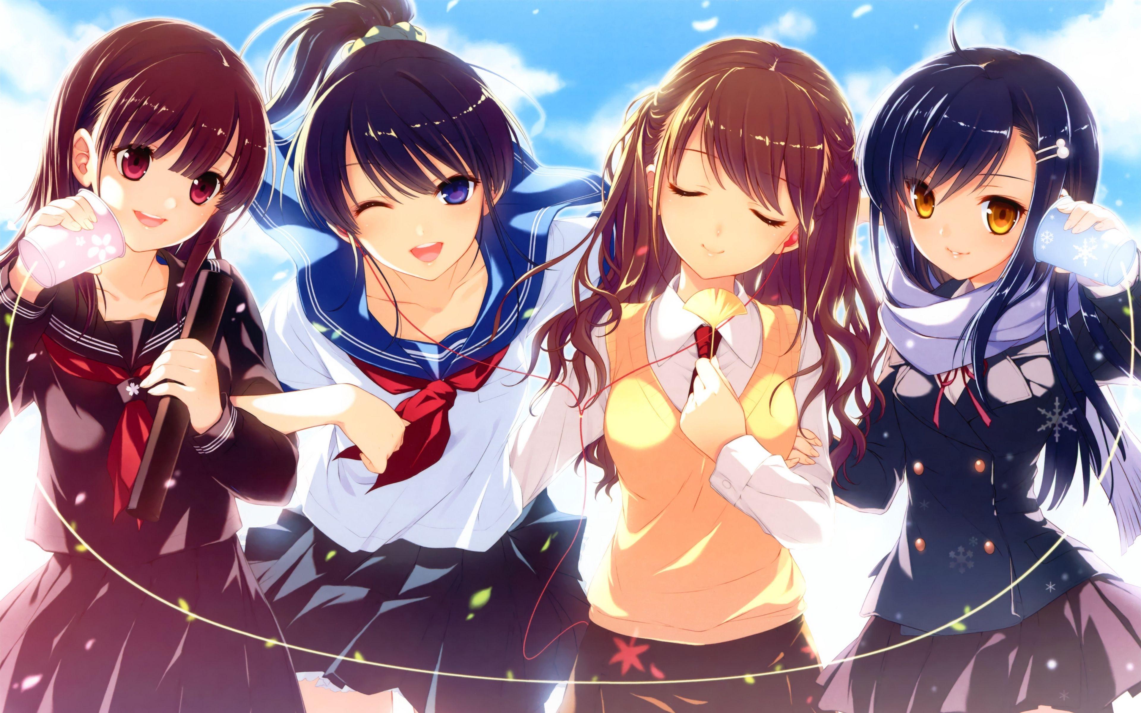 3840x2400 Download wallpaper 3840x2400 high school girls, girls, anime