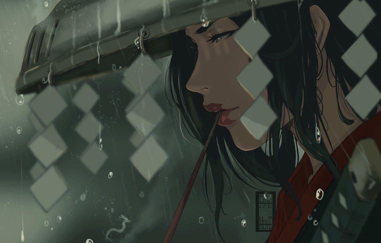 1332x850 Wallpaper Japan, Rain, Face, Warrior, Japan, Samurai