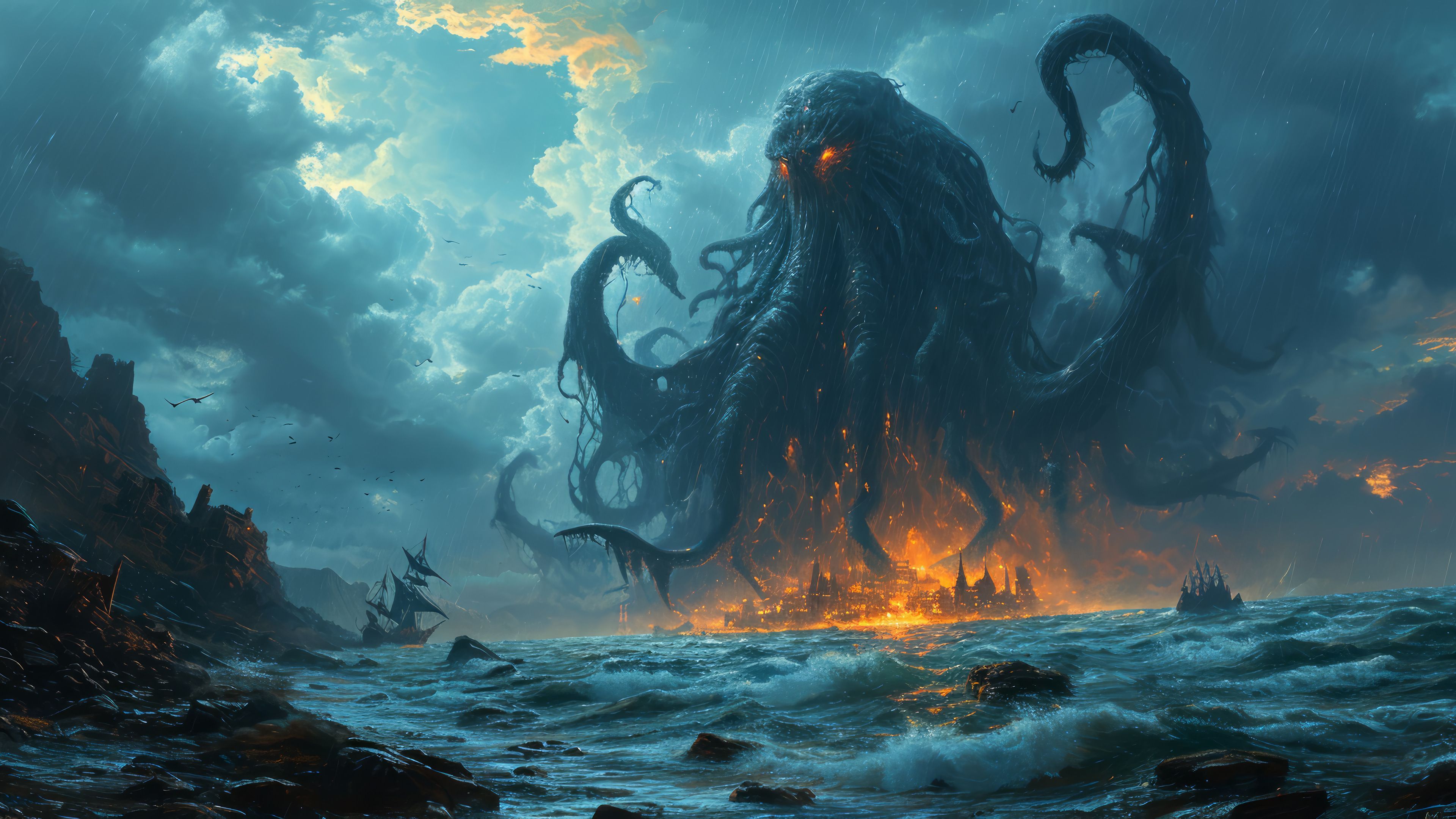 3840x2160 Cthulhu Monster Wallpaper 4K HD PC a