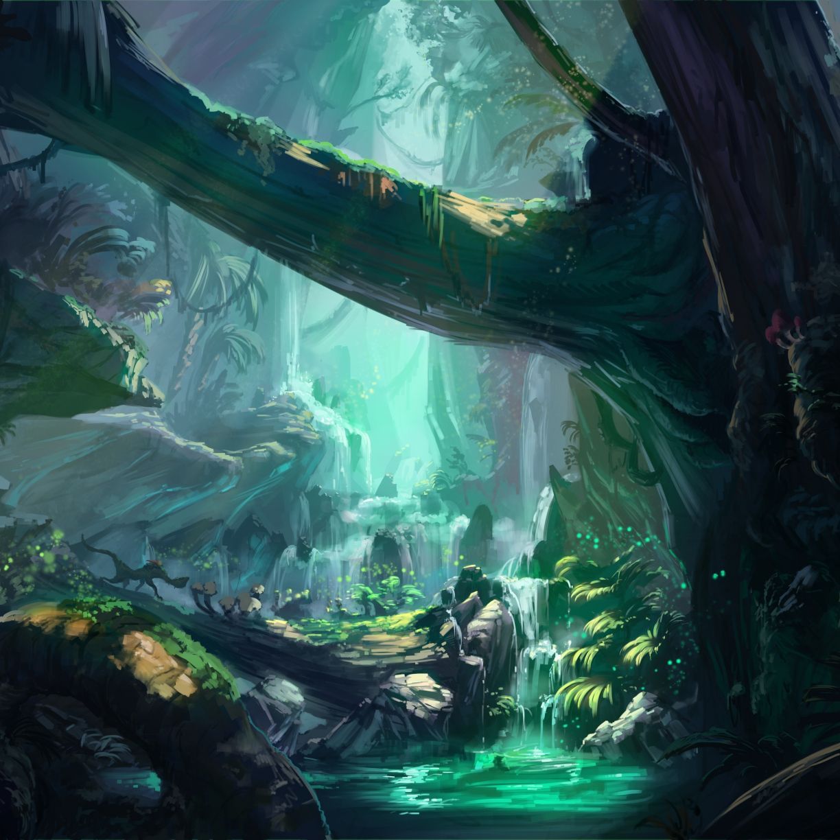 1224x1224 Wallpaper fantasy, ancient forest