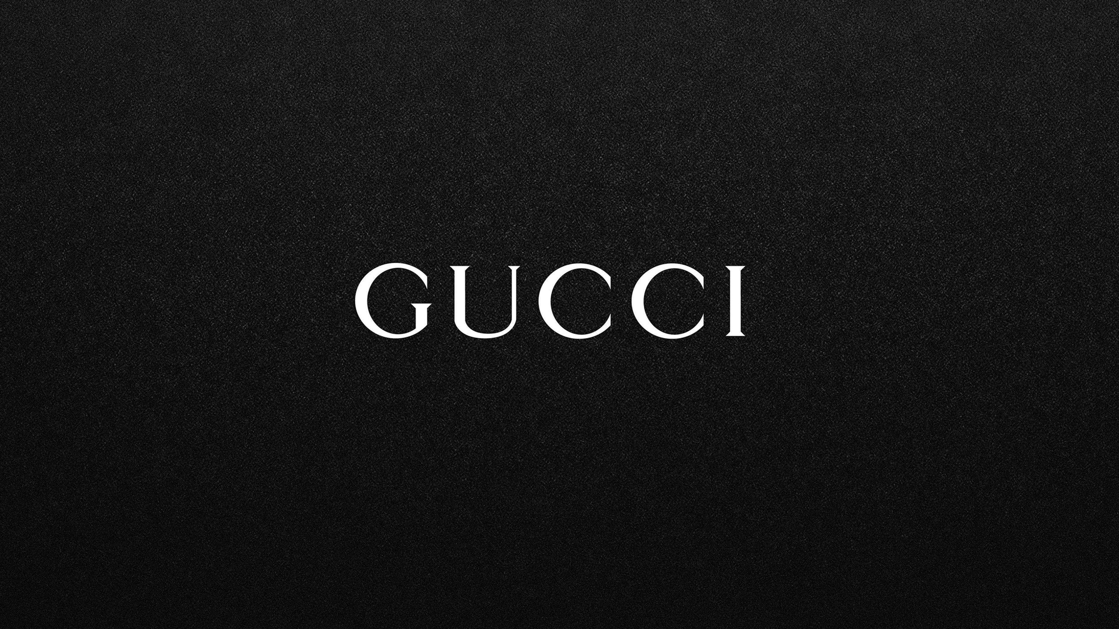 3840x2160 Gucci White Logo On Black Background Download Free Tablet